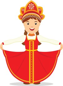girl in russian traditional costume russia clipart