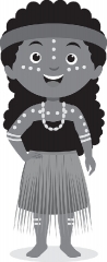 girl in traditional aboriginal australia gray color clipart