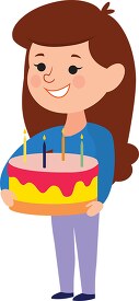 girl kid holding birthday cake with candles birthday