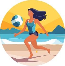 girl on a beach playing volleyball