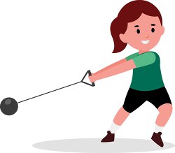 girl participates in a hammer throw competition clip art