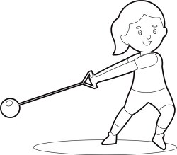 girl participates in a hammer throw competition outline clip art