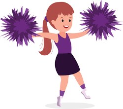 girl performing cheer with baton handle poms clipart