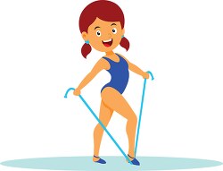 girl performs rhythmic gymnastics routine using a rope clipart