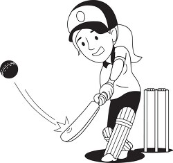 girl playing cricket clipart