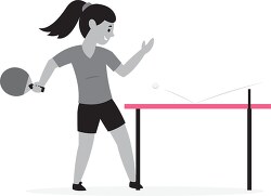 girl plays table tennis ping pong gray color clipart