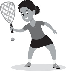 girl quick reflexes swings racket to hit ball  gray color clip a