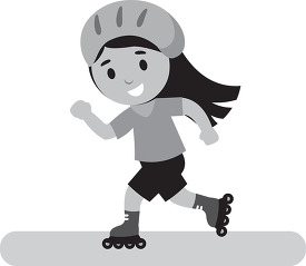 girl rollerblading with her inline skates wears helmet as protec