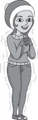 girl shivering winter gray color clipart
