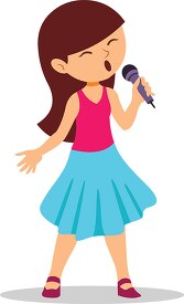 girl singing into microphone while ntertaining clipart