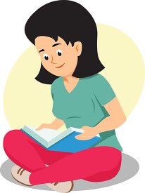 girl sitting and reading school clipart