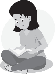 girl sitting and reading school gray color clipart