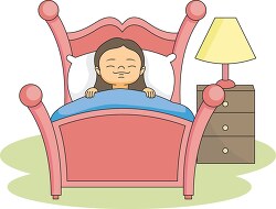girl sleeping in bed clipart