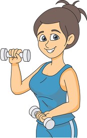 girl smiling exercising with dumbbell clipart 928