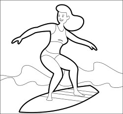 girl surfer rides big waves on his surfboard printable cutout