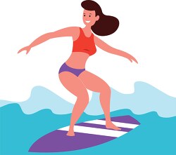 girl surfer ridies big waves on his surfboard