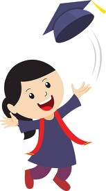 girl throwing cap up in the air celebrating graduation clipart