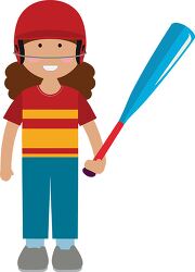girl wearing a red helmet and holding a blue softall bat