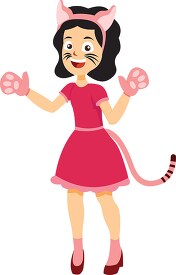 girl wearing funny cat costumes clipart