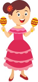 girl wearing national costume of mexico culture clipart