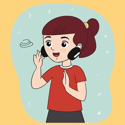 girl with a ponytail and freckles with large wireless headphones