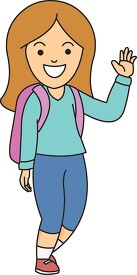 girl with backback waving clipart 215