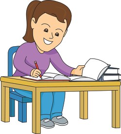 girl working on school homework 2a