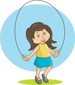 girl working out by jumping rope clipart