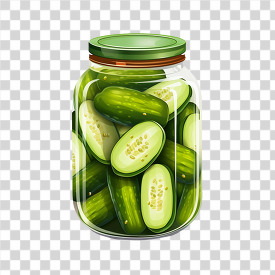 glass jar filled with green pickles and a sealed lid