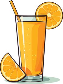 glass of orange juice with an orange slice and straw