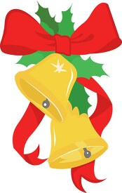 gold christmas bells with red bow clipart 19R