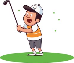 golfer swings his club cartoon style clipart
