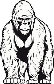 gorilla on all fours black outline clip art