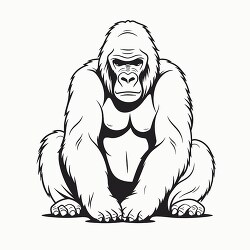 gorilla sitting black outline clip art