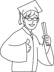 graduate thumbs up black outline clipart