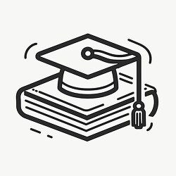 Graduation cap on books icon