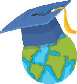 graduation cap on earth globe clipart