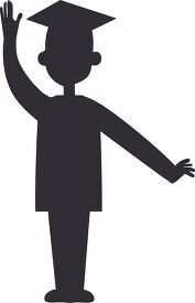 graduation silhouette of a male student with hands in the air