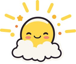 graphic sticker of cute sun over a cloud
