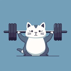 gray and white weightlifting cat