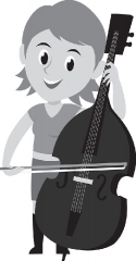 gray color clipart student playing cello school band
