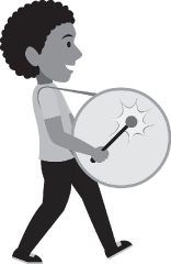 gray color clipart student with drum school band