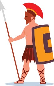 greek soldier holding spear and shield warrior clipart