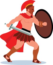 greek soldier with a shield and sword warrior clipart