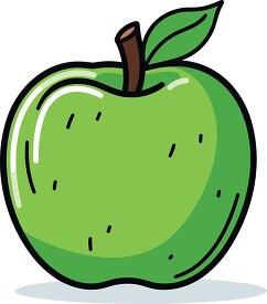green apple with leaf and stem clip art