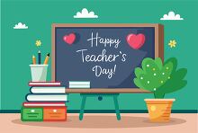 green chalkboard with Happy Teachers Day written in white script