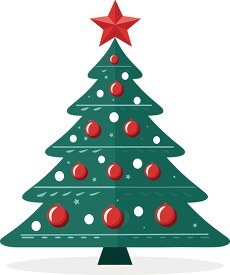green christmas tree with red star topper clip art