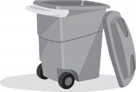 green garbage on wheels open lid gray color clipart