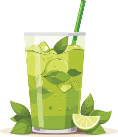 Green ice tea beverage in a glass clip art