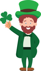 green leprechaun surrounded by green clovers st patricks day cli